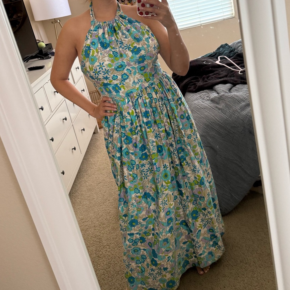 Floral Halter Maxi Dress Vintage